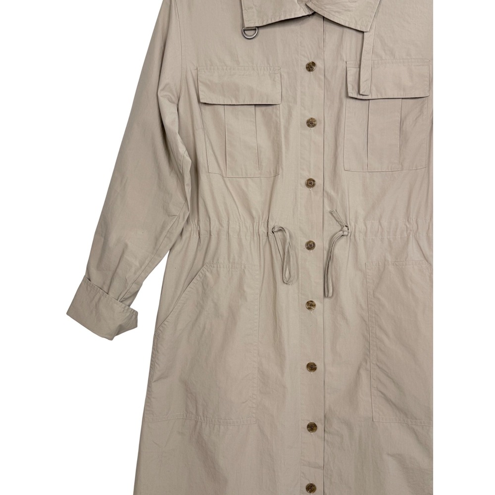 Banana Republic Womens Khaki Utility Dress Tan Large Drawstring Waist - Picture 3 of 9